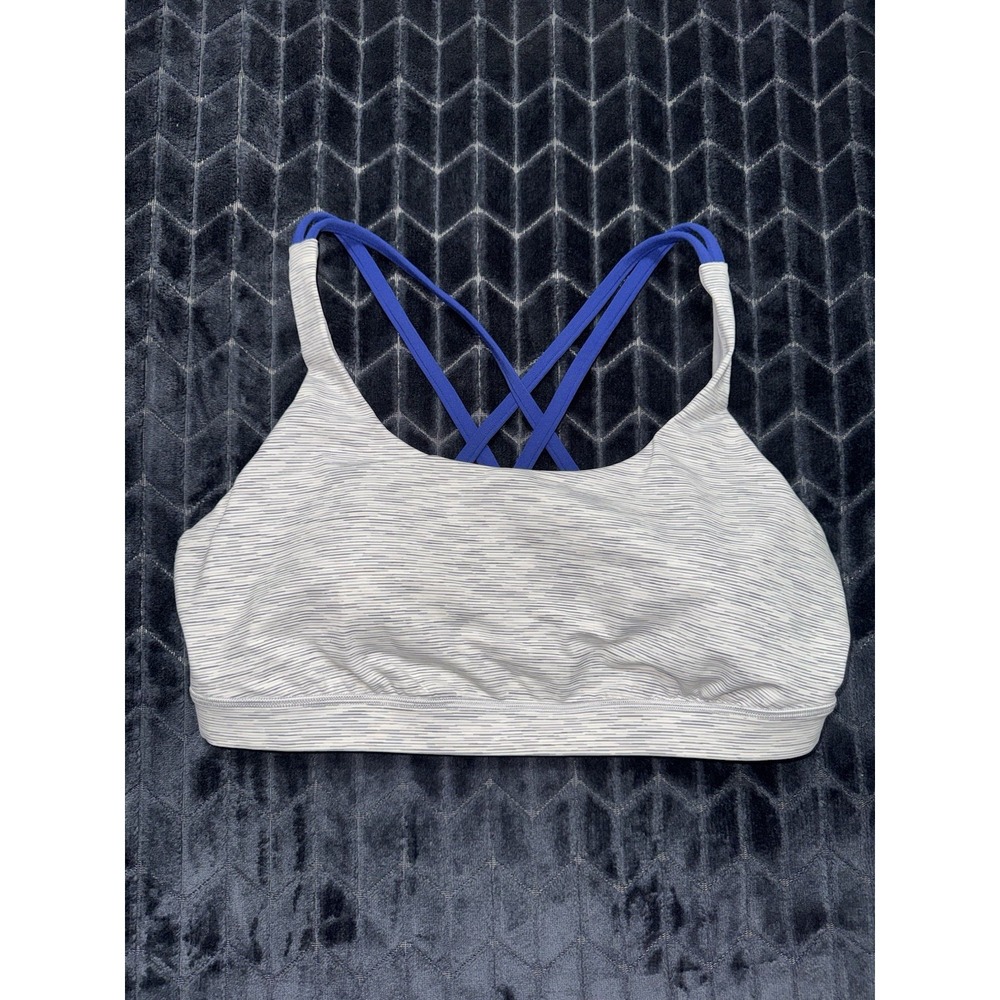 LULULEMON Women's Energy Bra Gray Blue Crossback Gym Yoga Activewear Sz 12